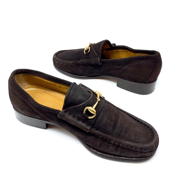 GUCCI Dark Brown Suede Gold Bit Luxury Loafer - Picture 7 of 7